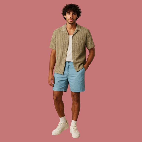 Bugatchi Sky Blue Stretch Cotton Shorts Size 38 - Picture 1 of 8